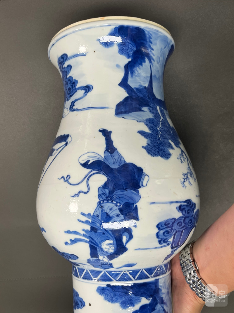 清康熙  青花“穆桂英挂帅”凤尾尊（一对） - 图10